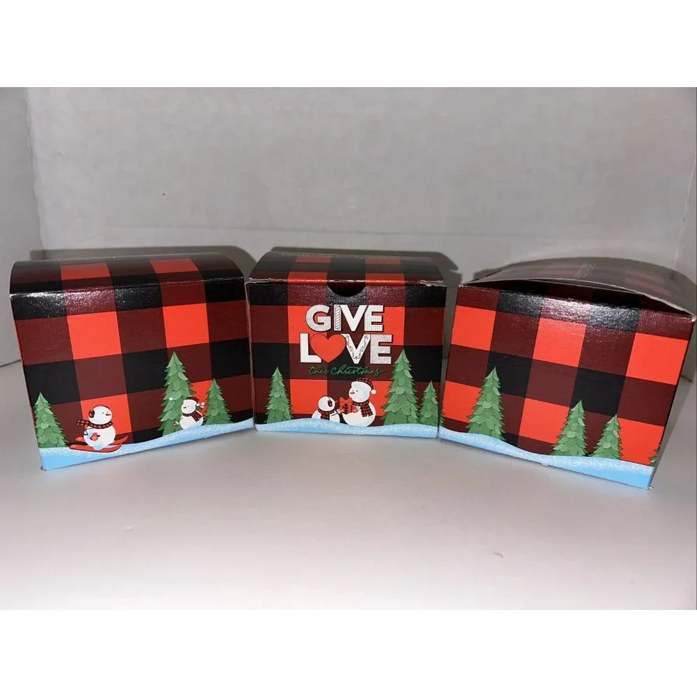Bath & Body Works Christmas Snowmen 3 Wick Candle Gift Box Boxes Give Love 3